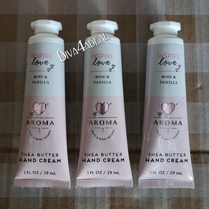 3x Bath & Body Works AROMA INSPIRE LOVE Rose & Vanilla 1oz Mini Hand Creams